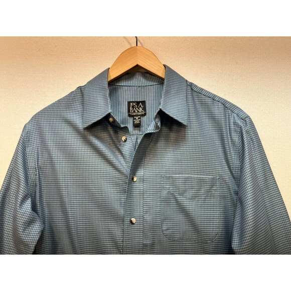 Joseph A Banks Men's Travelers Collection Tailored Fit Shirt Size M Blue Plaid - Picture 4 of 12